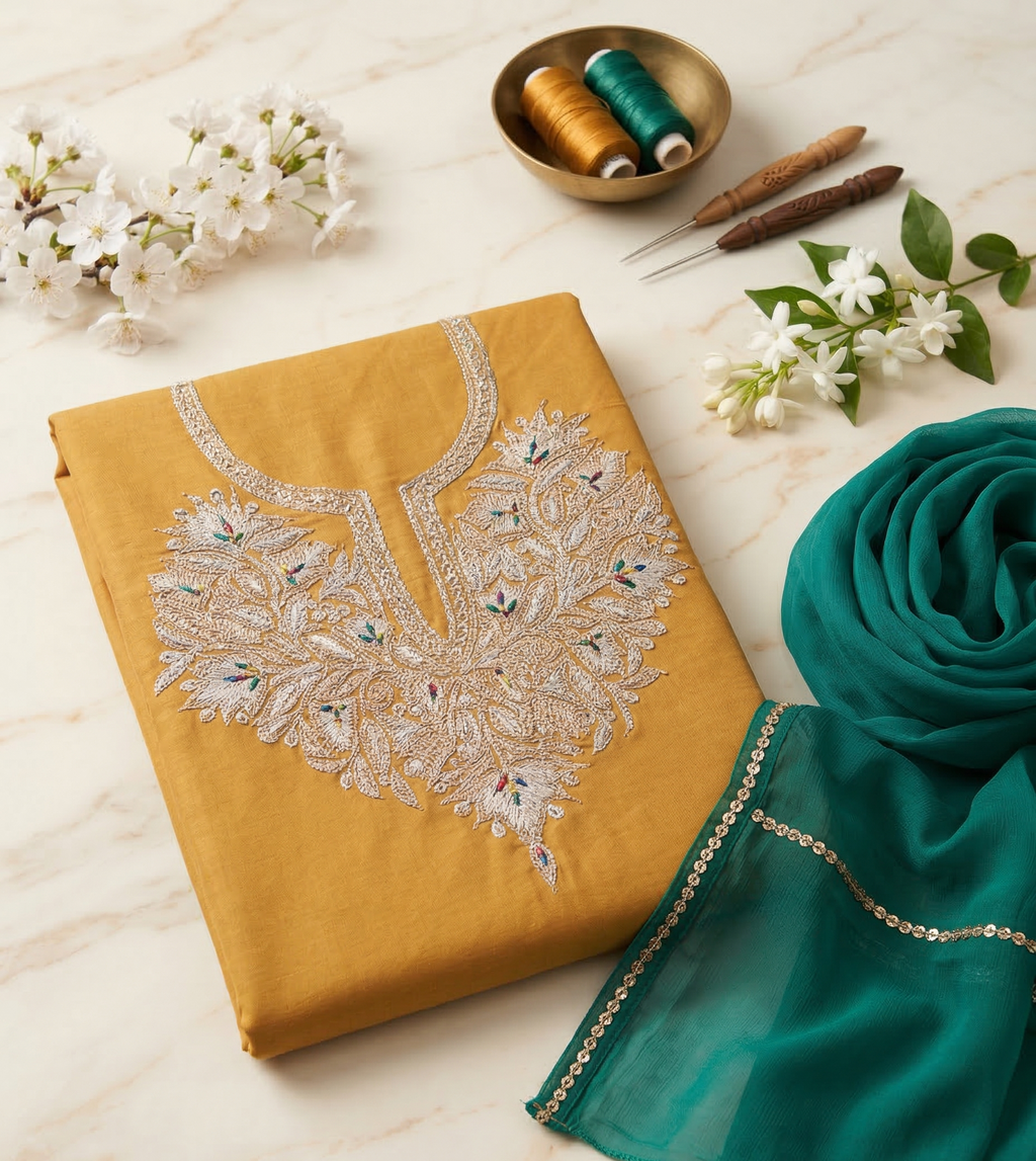 Kashmiri Tilla Work Neck Design Salwar Suit