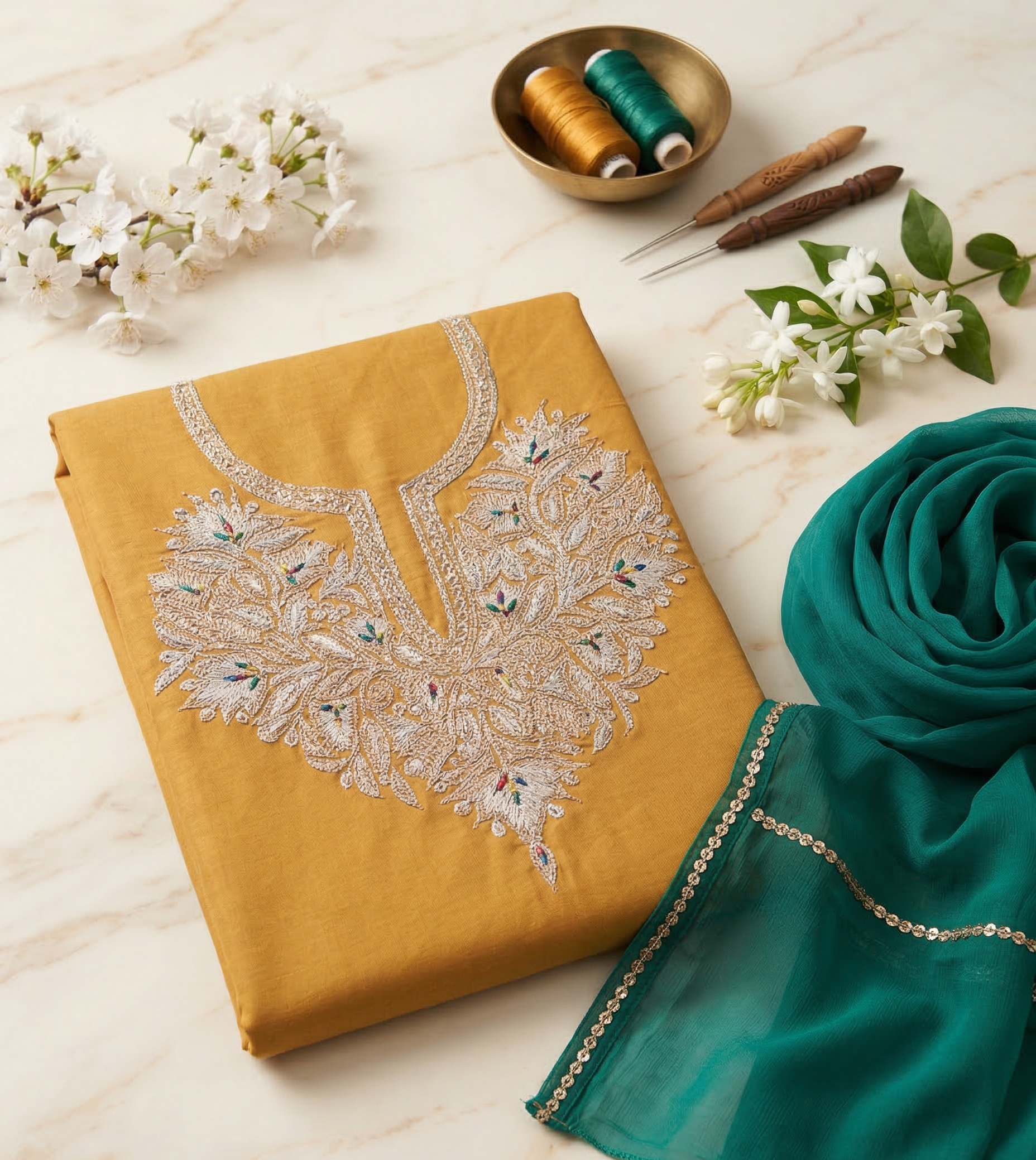 Kashmiri Tilla Work Neck Design Salwar Suit