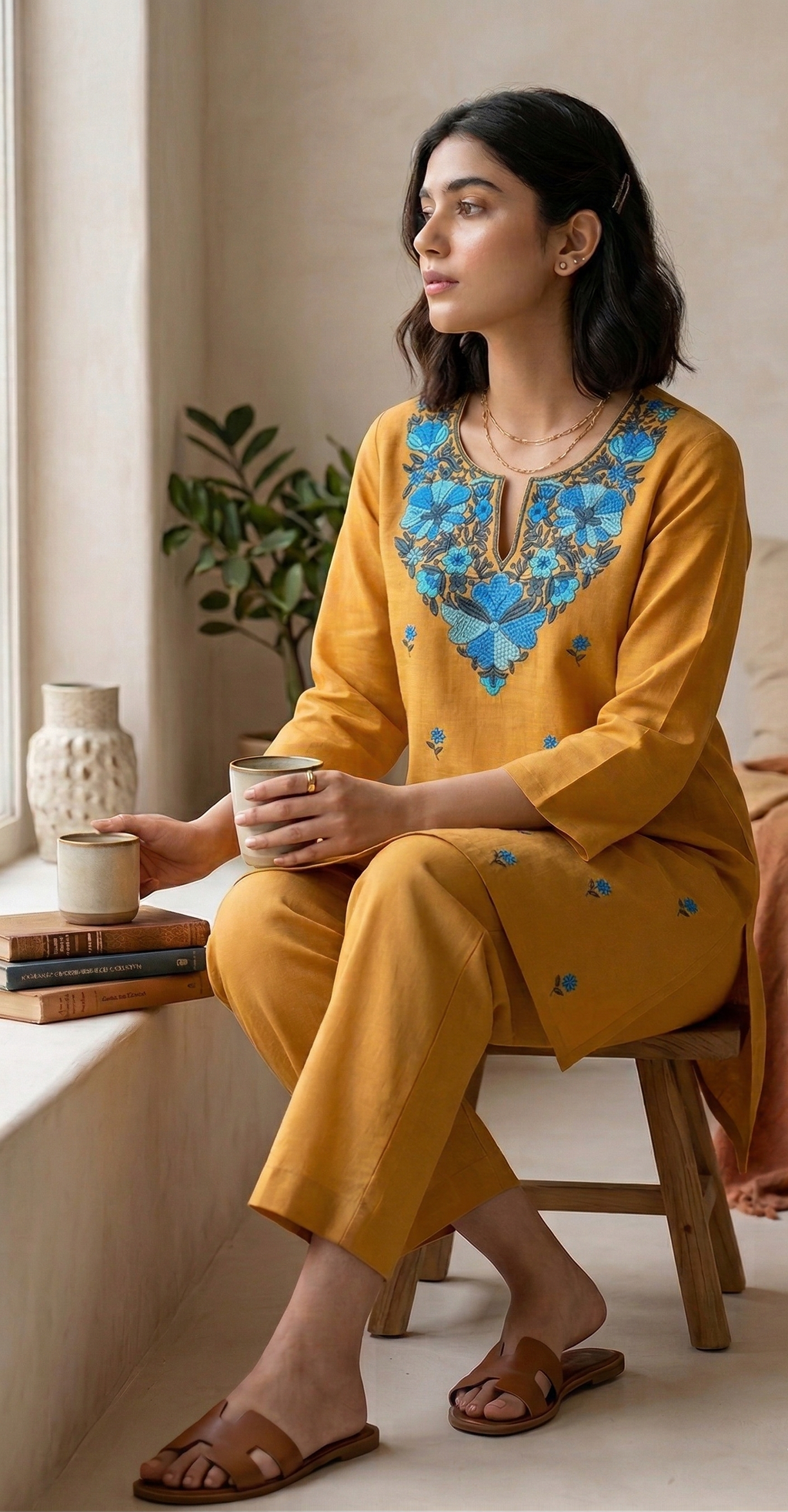 Basant-E-Neel Pure Phulkari Hand Embroided Couture Suit