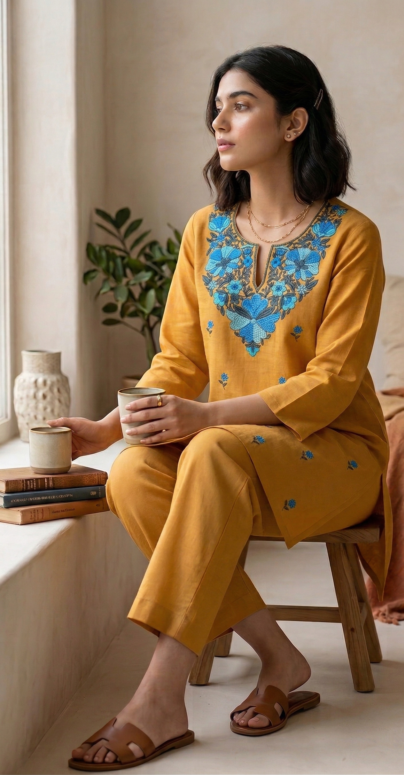 Basant-E-Neel Pure Phulkari Hand Embroided Couture Suit