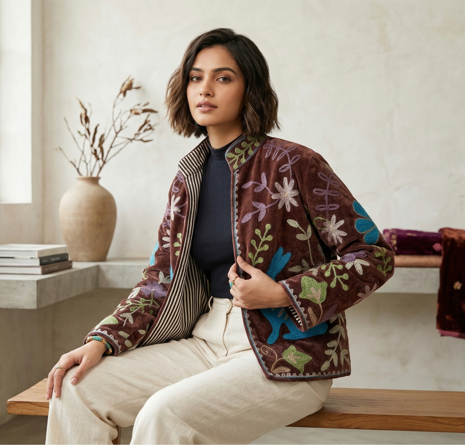 Bosco Rabbito Suzani Hand-Embroidered Jacket