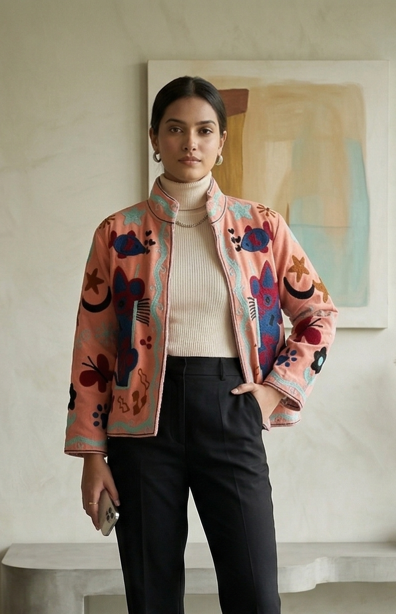 Uccello Suzani Hand-Embroidered Jacket