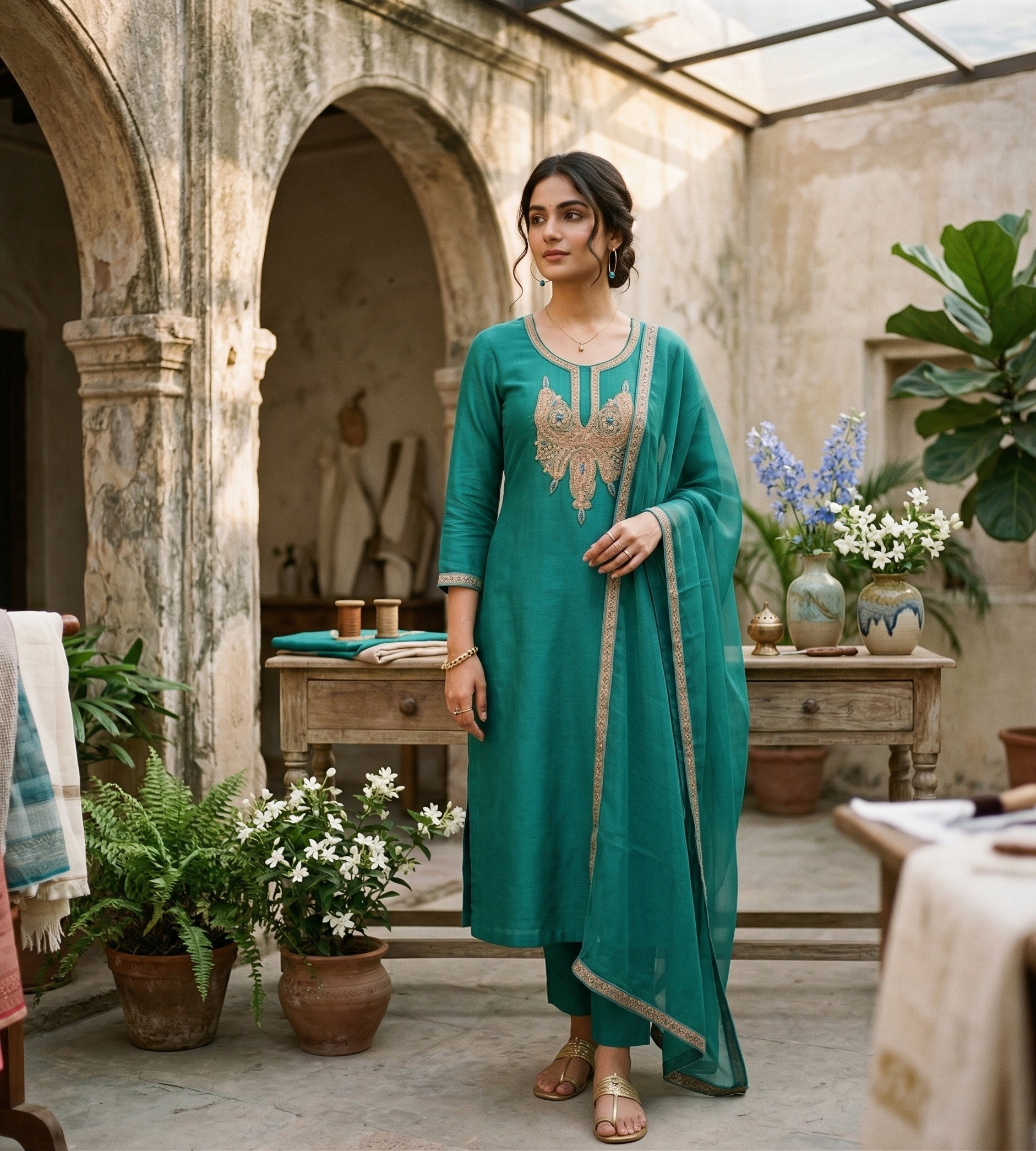 Kashmiri Tilla Work Neck Design Salwar Suit