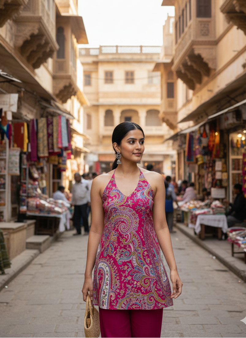 Meher - The Rani Halter Short Kurti