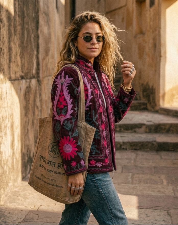 Amarante Suzani Hand-Embroidered Jacket