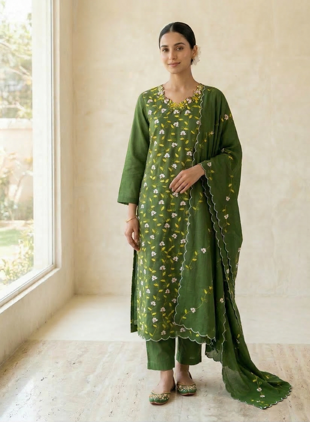 Chaman-E-Sabz Pure Phulkari Hand Embroided Couture Suit