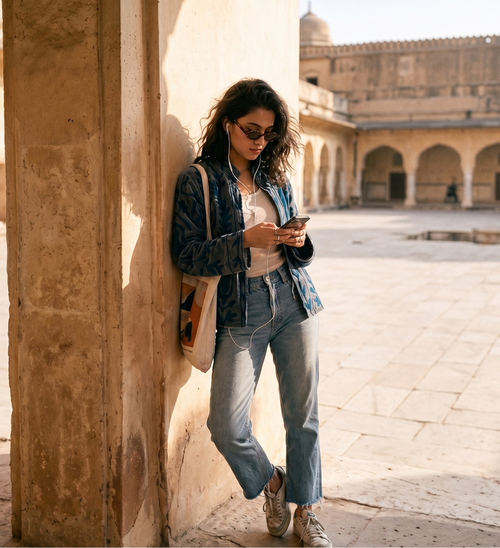 Bleu Botanique Suzani Hand-Embroidered Jacket