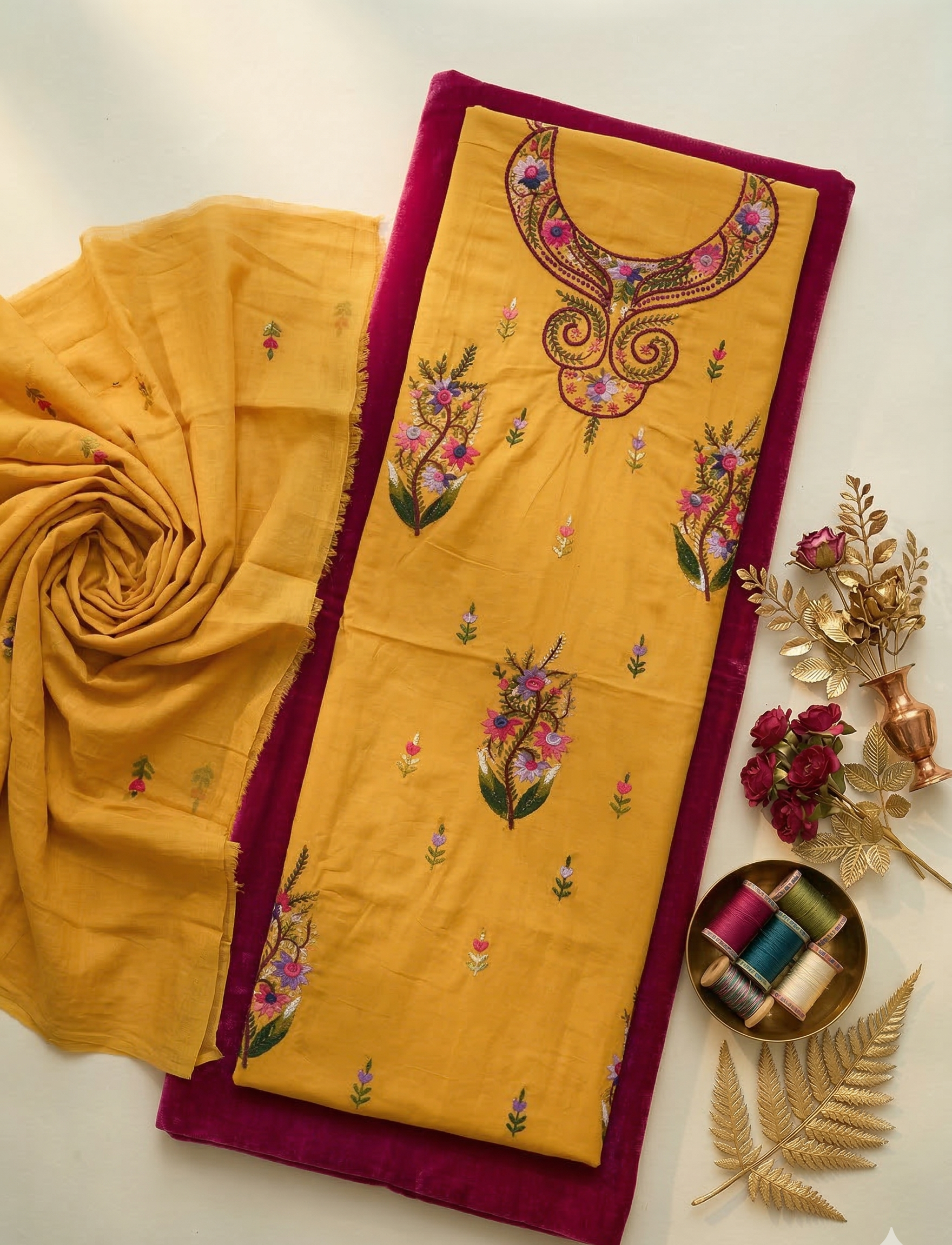 Basant-e-Raunaq Pure Phulkari Hand Embroided Couture Suit
