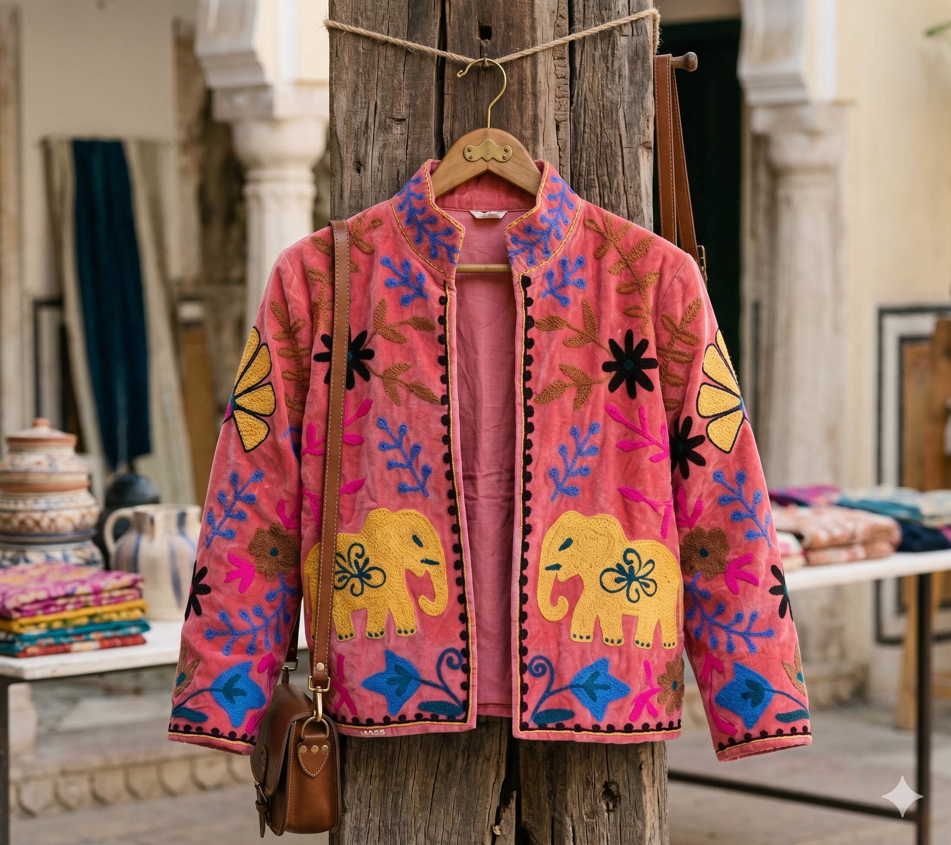 Gulaabi Elefante Suzani Hand-Embroidered Jacket