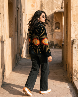 Noir Soleil Suzani Hand-Embroidered Jacket