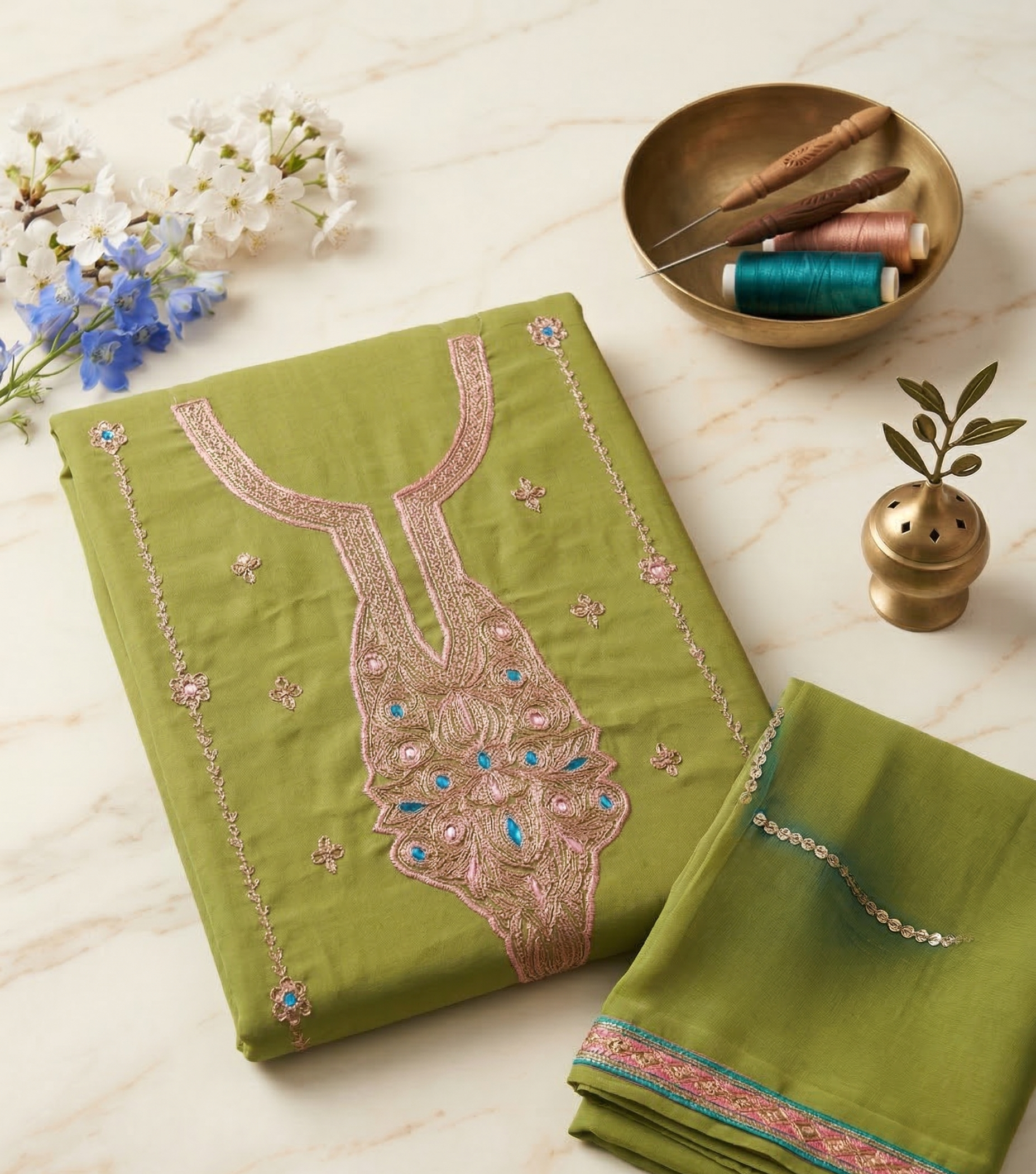 Zar-e-Kashmir Tilla Pure Roman Silk Couture Suit