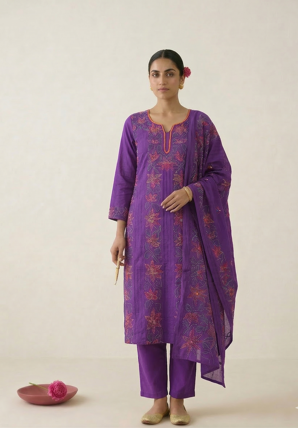 Shama-E-Bengun Pure Phulkari Hand Embroided Couture Suit