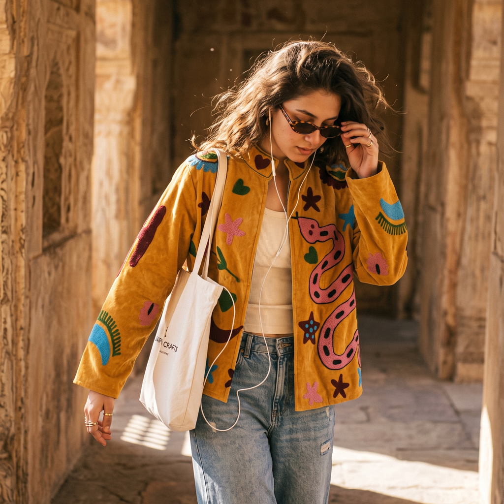 Serpente Giocoso Suzani Hand-Embroidered Jacket