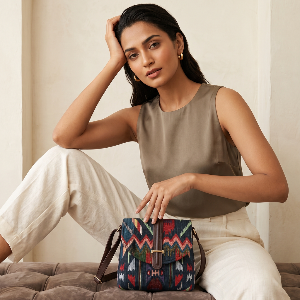 Rangsaaz Jacquard Flap Sling Bag