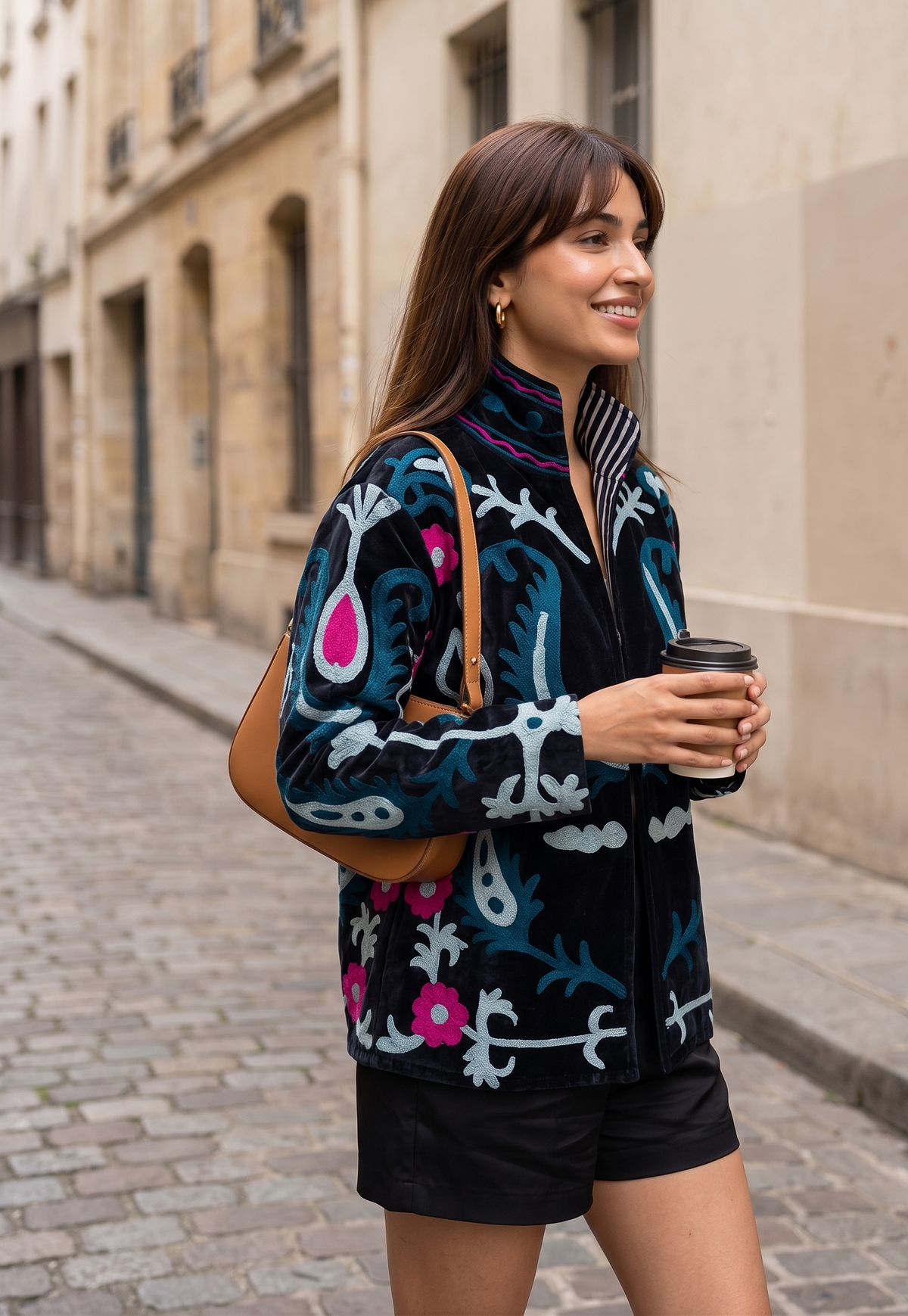 Nuit Botanique Suzani Hand-Embroidered Jacket