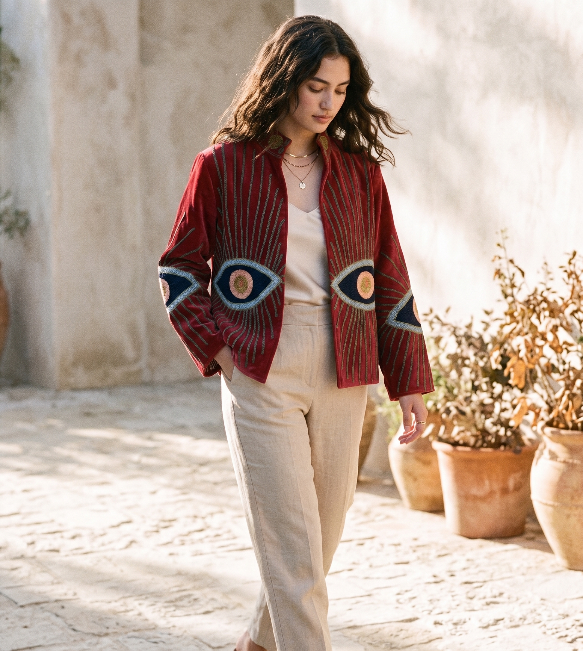 Nazar Radiante Suzani Hand-Embroidered Jacket