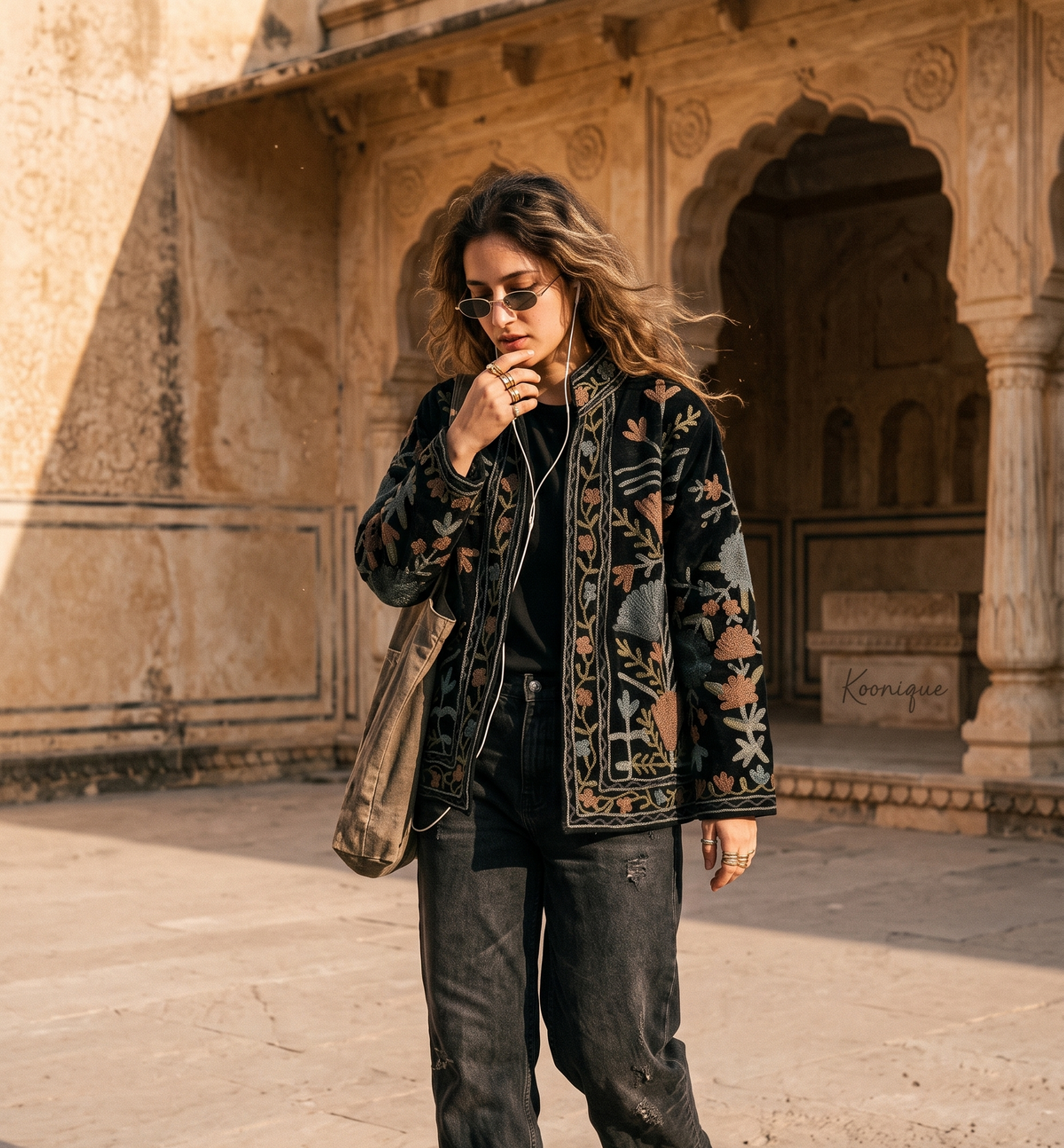 Noir Pavone Suzani Hand Embroidered Jacket