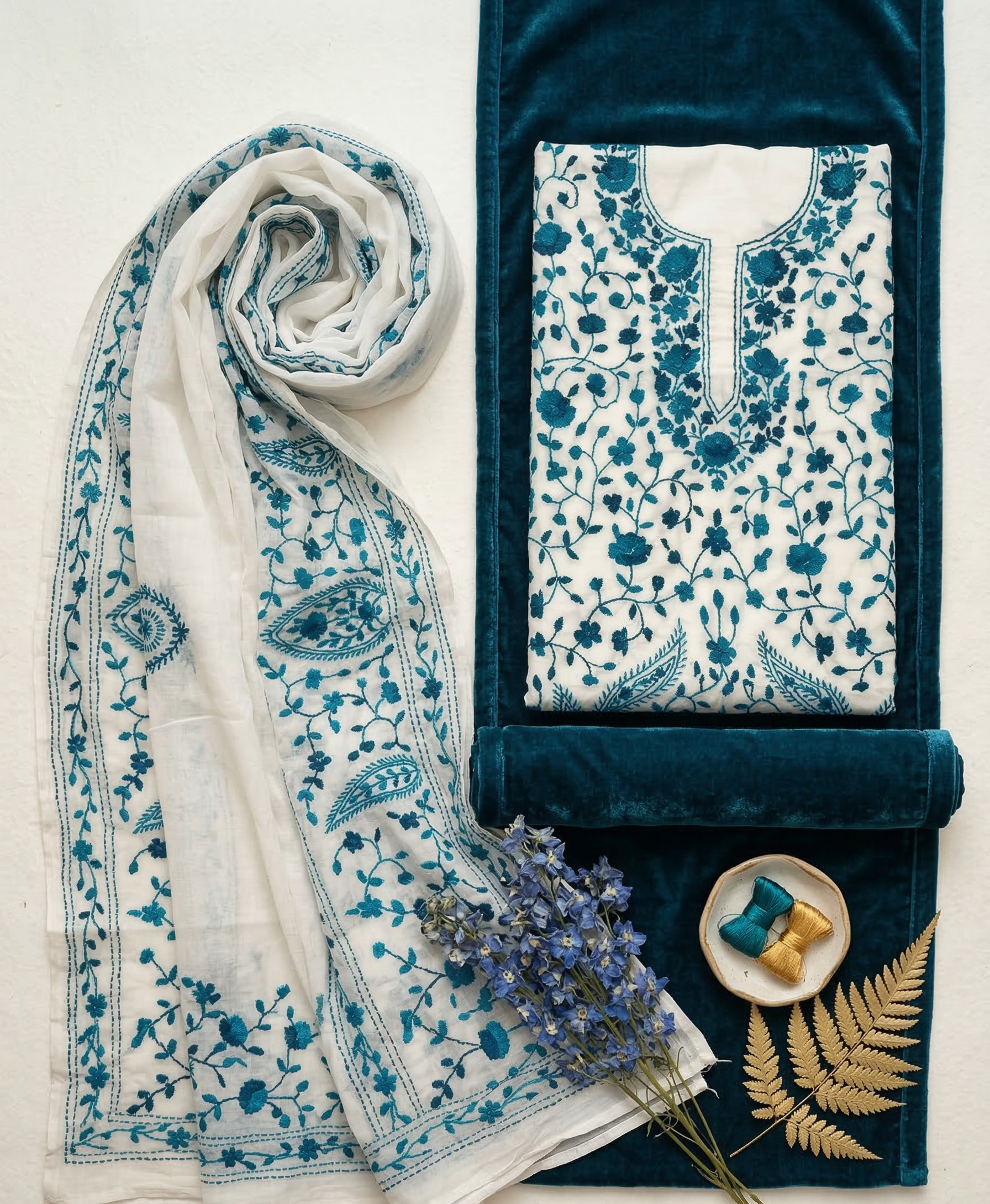 Feeroza-E-Bāgh Pure Phulkari Hand Embroided Couture Suit
