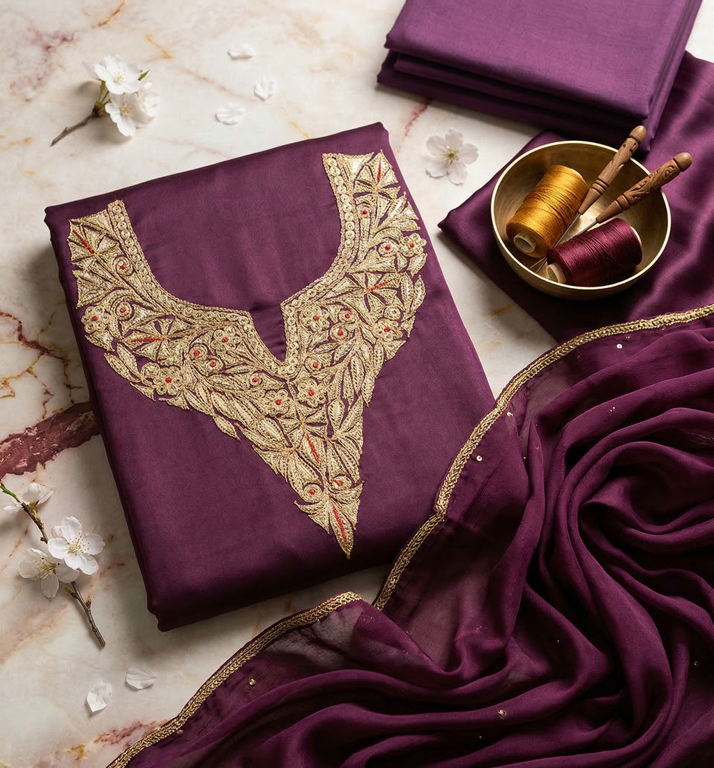Kashmiri Tilla Work Neck Design Salwar Suit