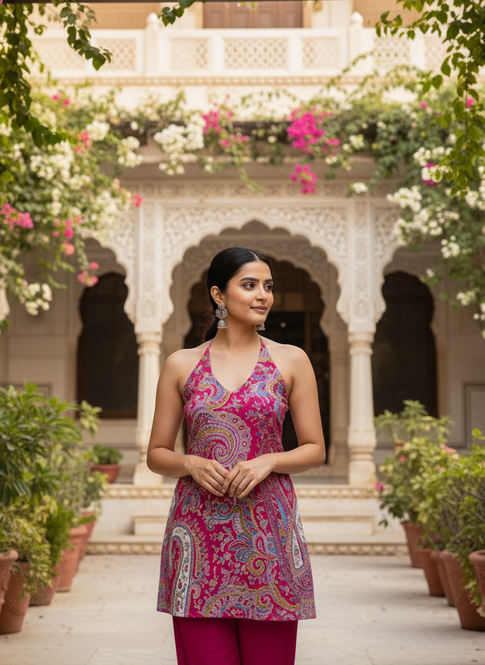 Meher - The Rani Halter Short Kurti