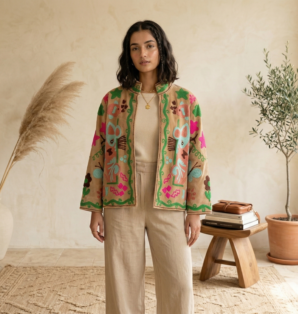 Bestia Suzani Hand-Embroidered Jacket