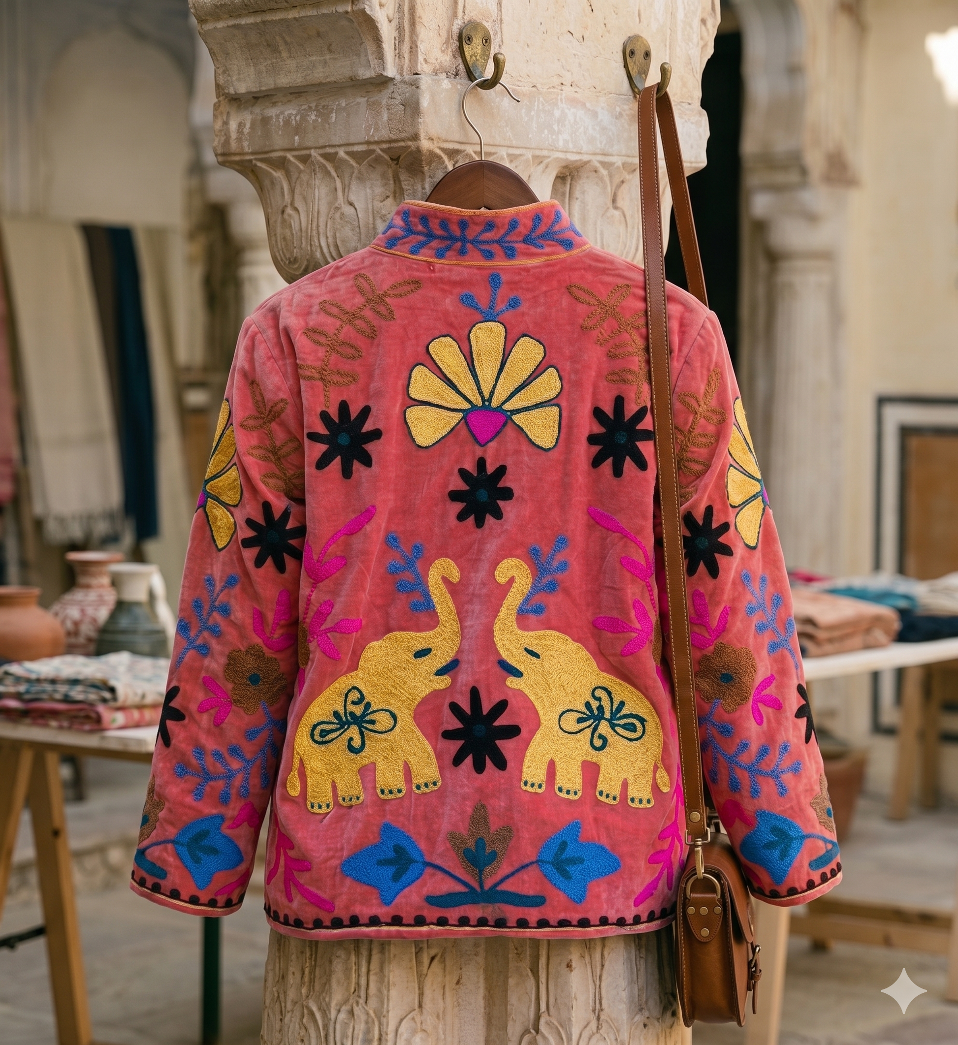 Gulaabi Elefante Suzani Hand-Embroidered Jacket