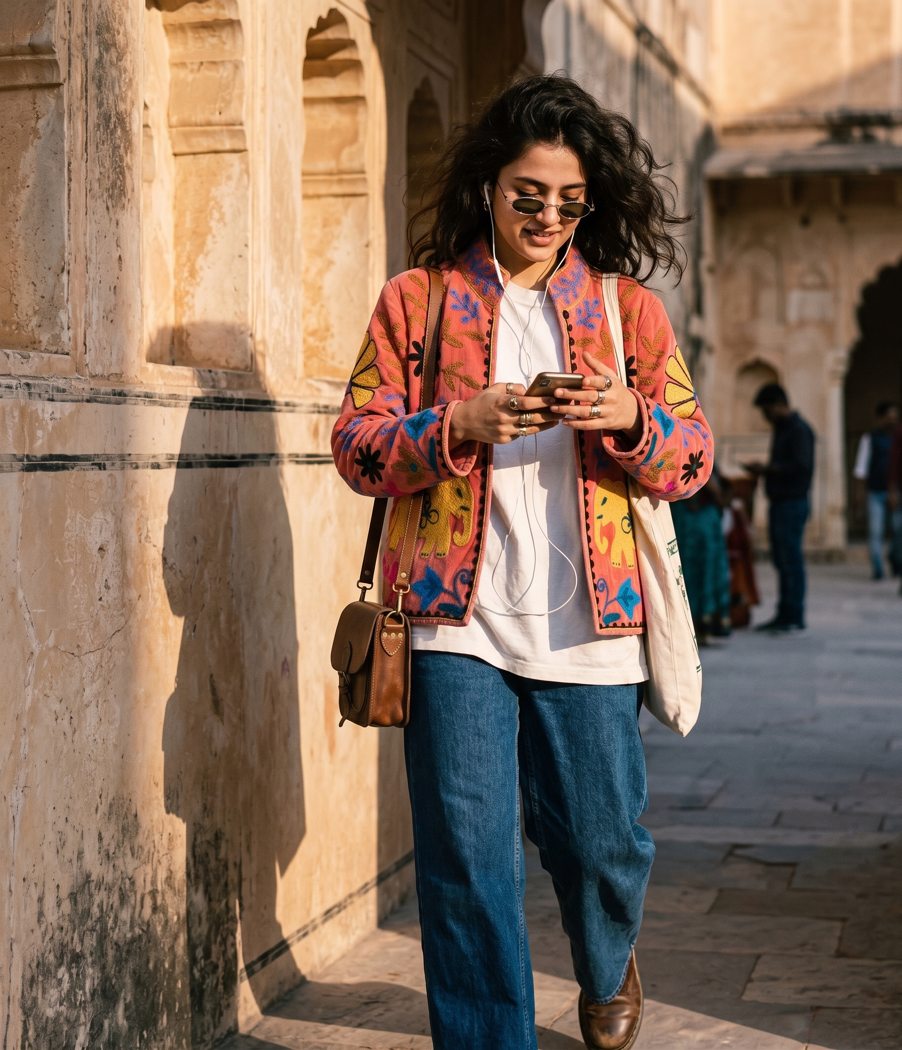Gulaabi Elefante Suzani Hand-Embroidered Jacket