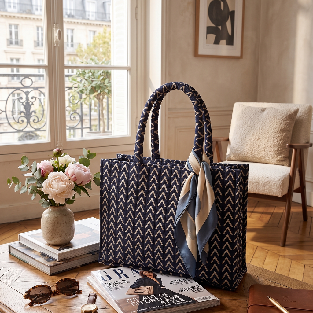 Leher Jacquard Box Tote