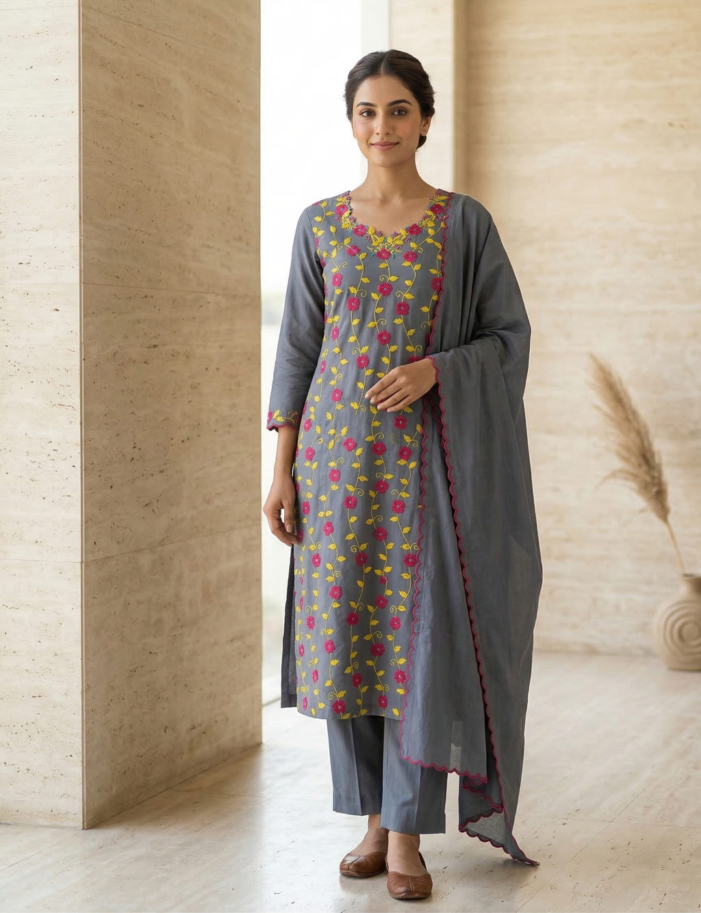 Abr-E-Raunāq Pure Phulkari Hand Embroided Couture Suit