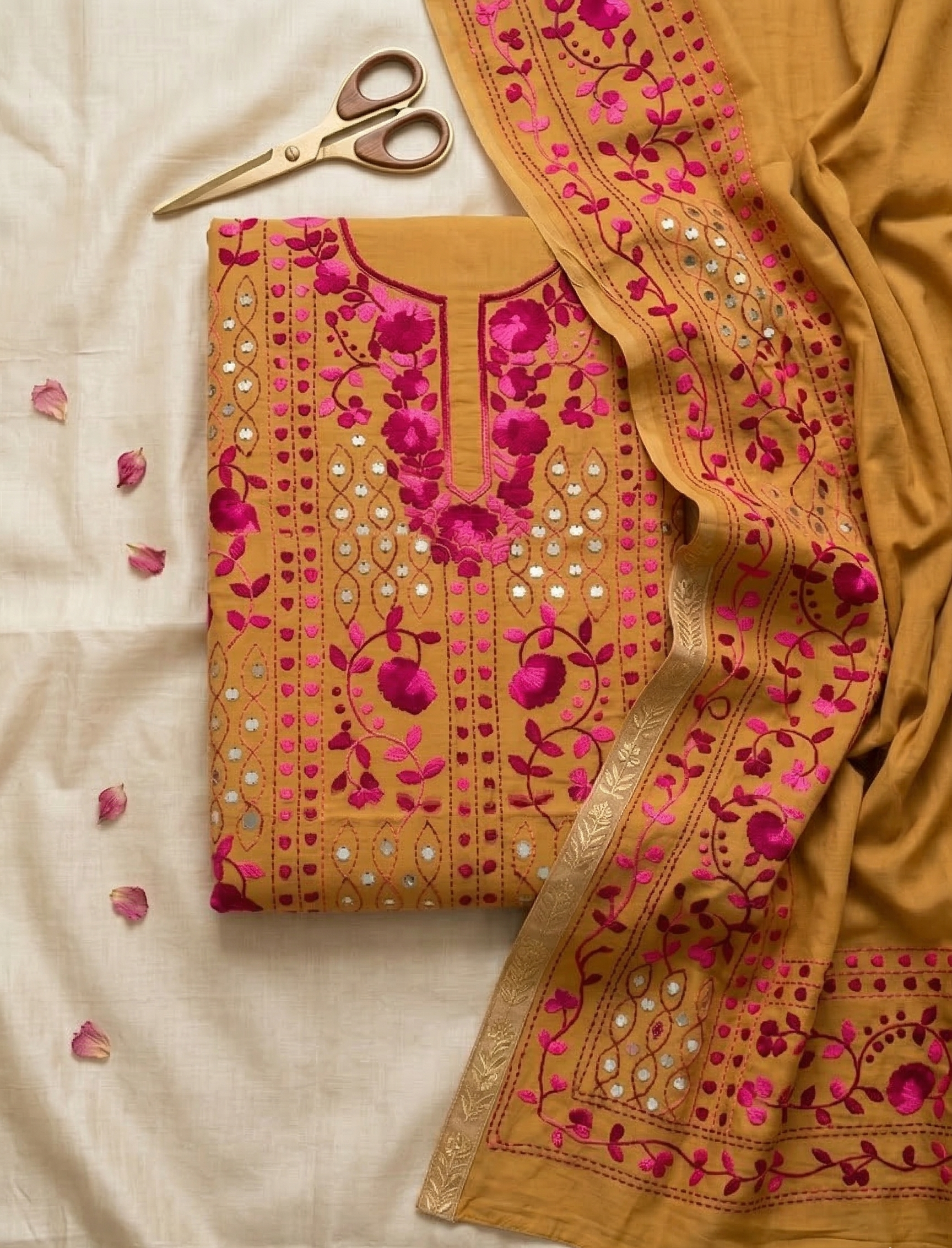 Mehek-e-Bagh Pure Phulkari Hand Embroided Couture Suit