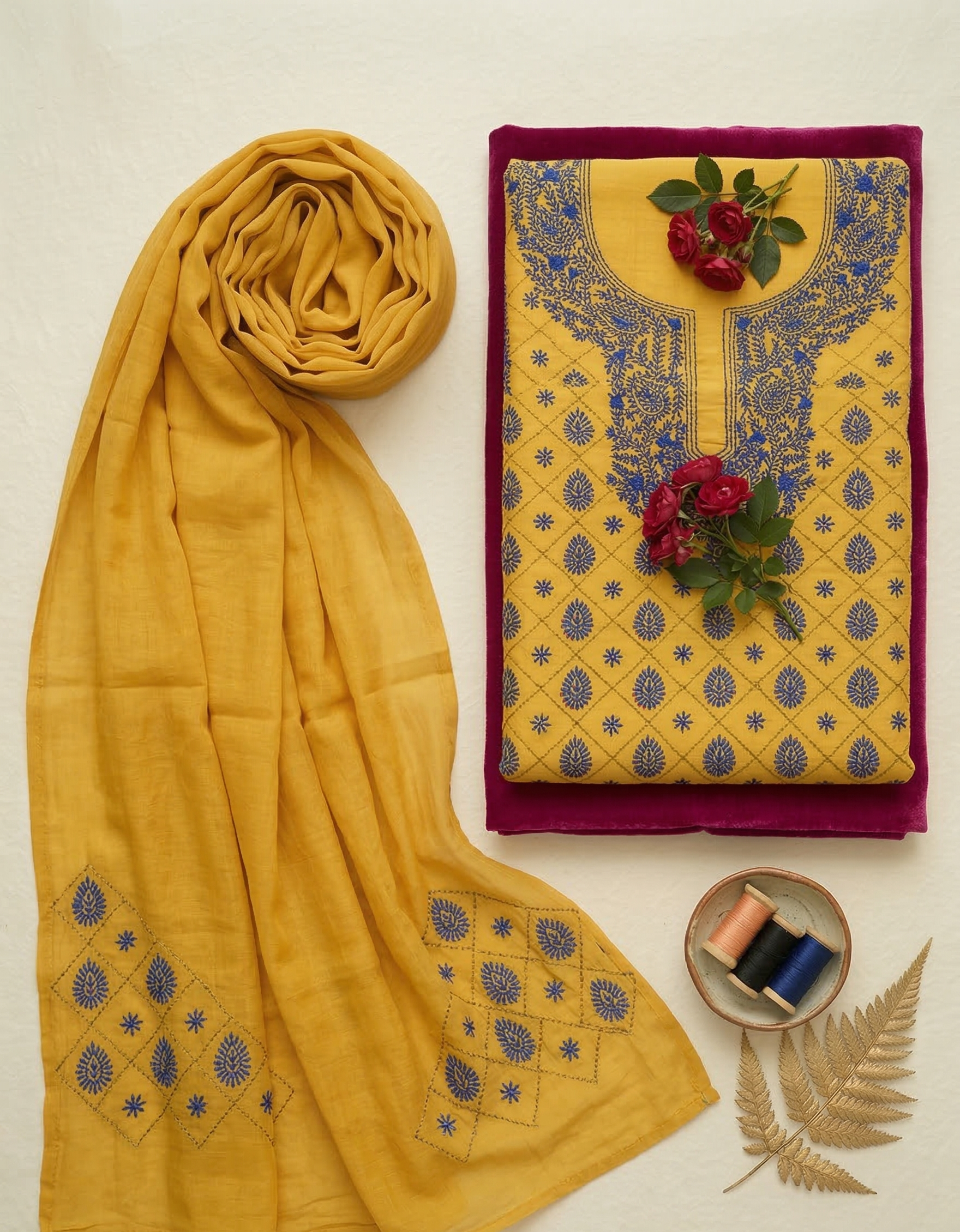 Zard-E-Lajwart Pure Phulkari Hand Embroided Couture Suit