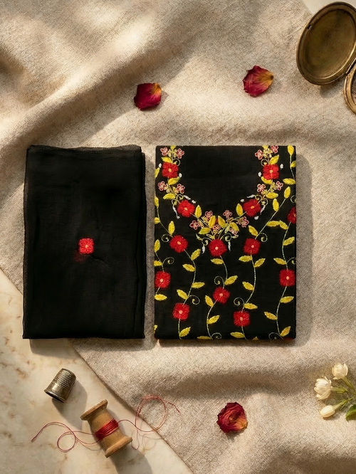 AATISH-E-SIYAH PURE PHULKARI HAND EMBROIDERED COUTURE SUIT