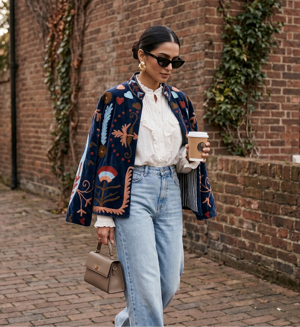 Sylvara Suzani Hand-Embroidered Jacket