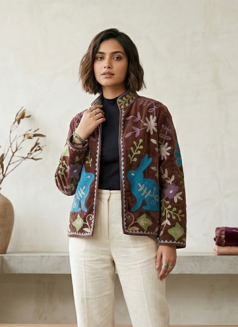 Bosco Rabbito Suzani Hand-Embroidered Jacket