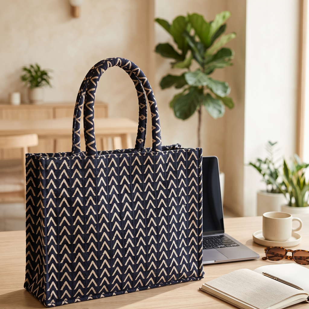Leher Jacquard Box Tote