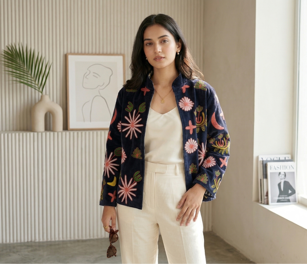 Luna Fiora Suzani Hand-Embroidered Jacket