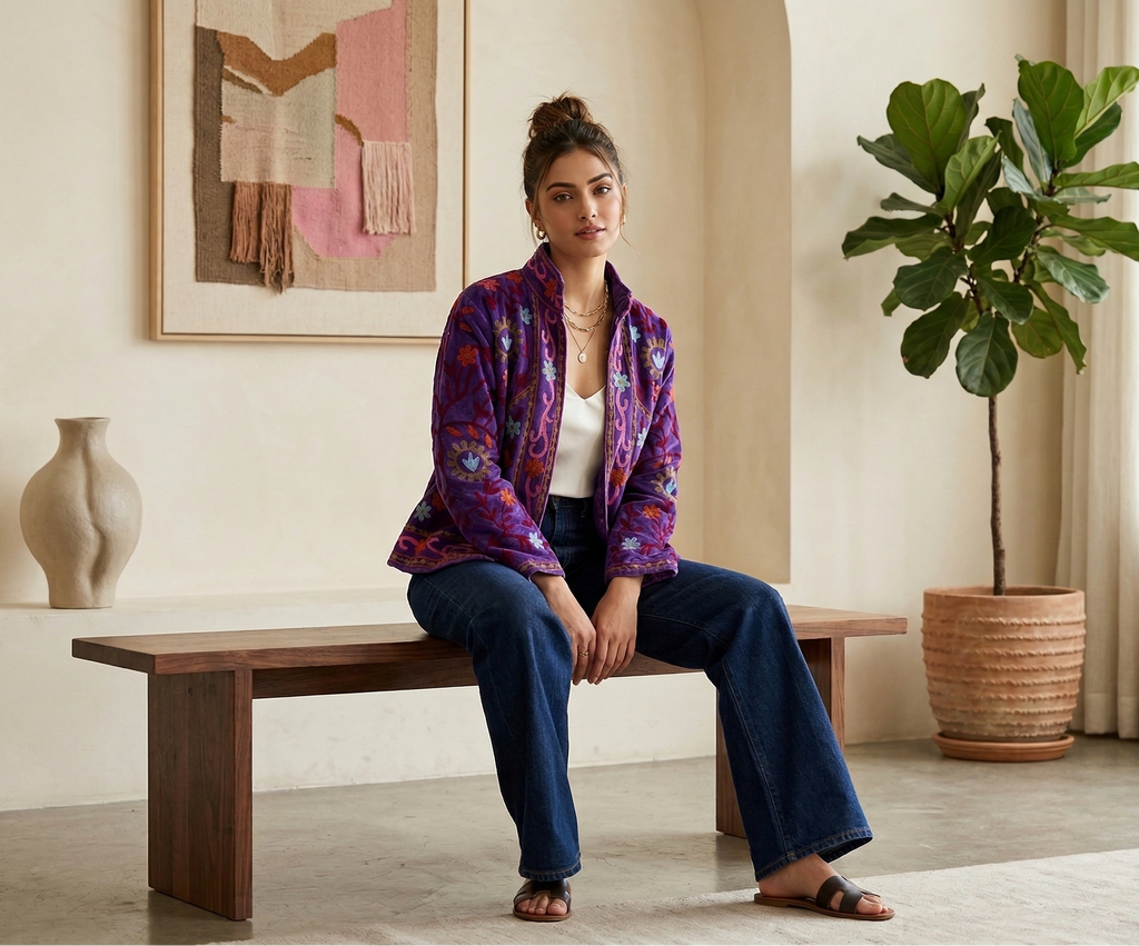 Viola Suzani Hand-Embroidered Jacket