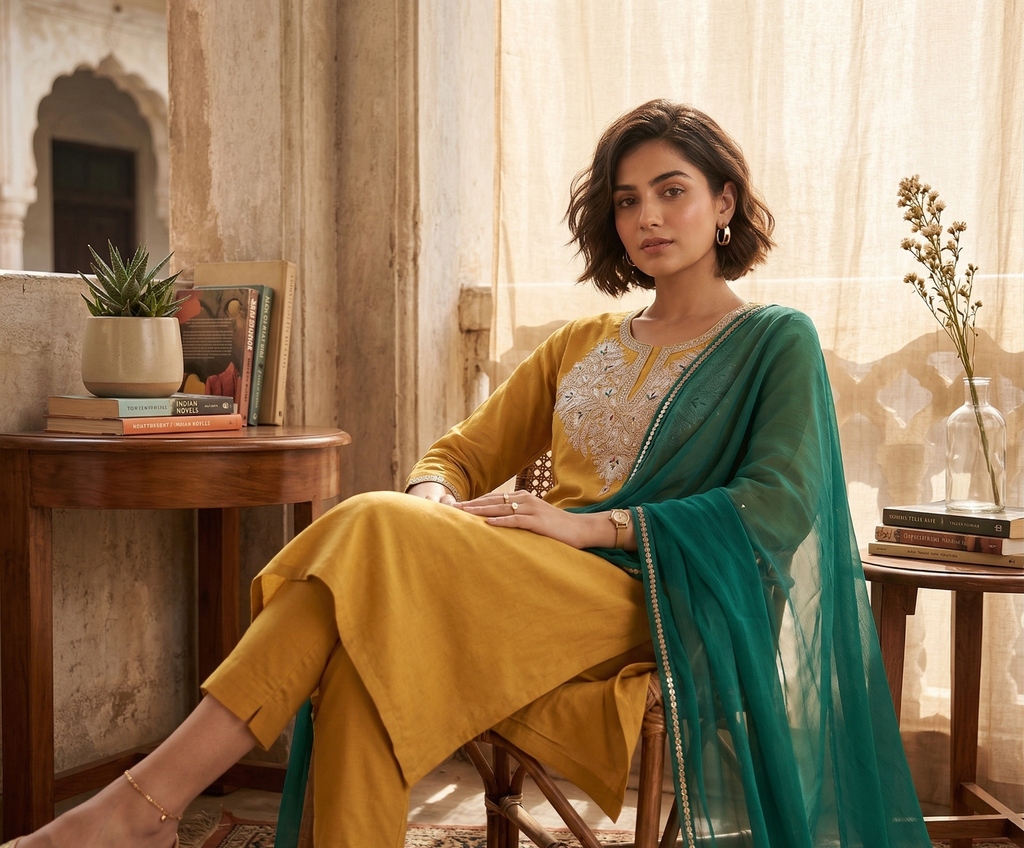 Kashmiri Tilla Work Neck Design Salwar Suit