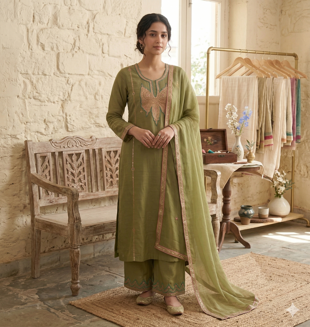 Kashmiri Tilla Work Neck Design Salwar Suit