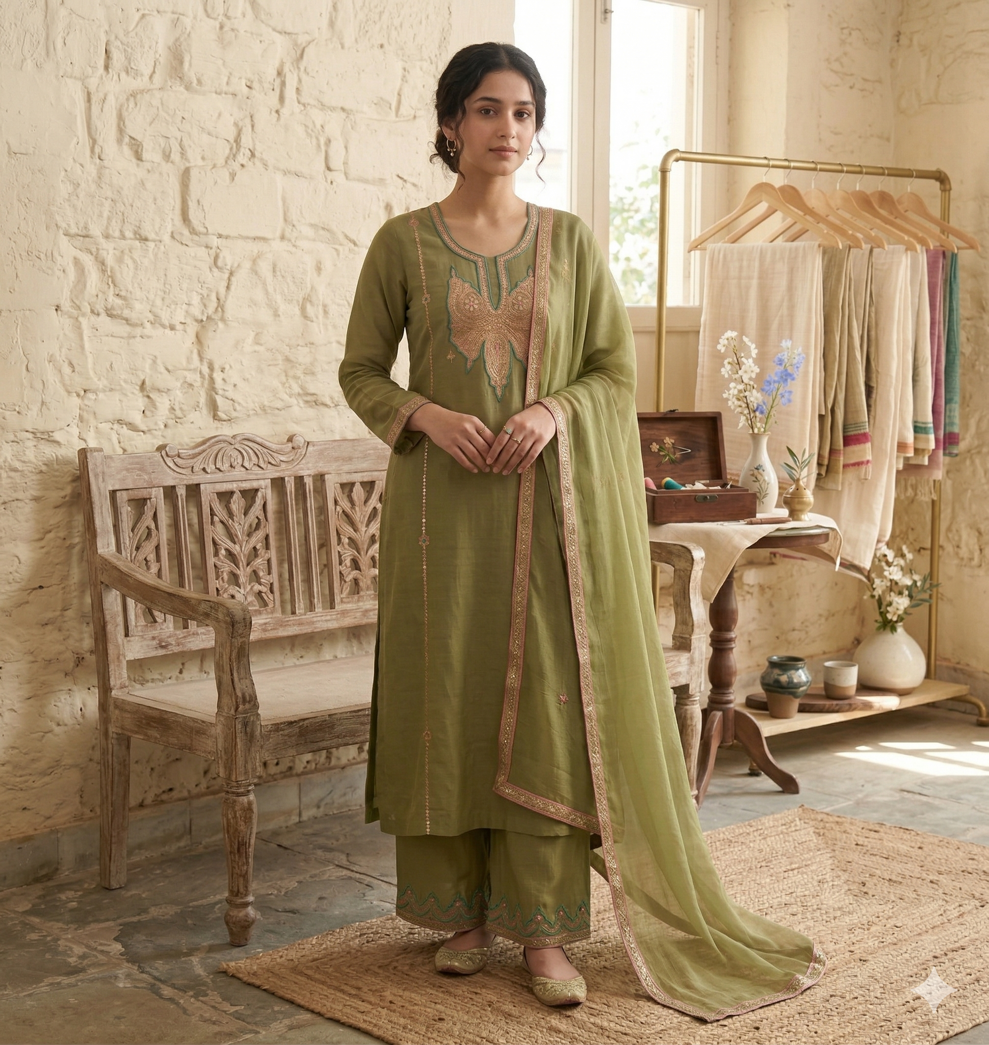 Kashmiri Tilla Work Neck Design Salwar Suit