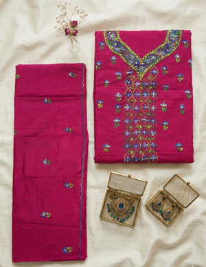 Neel-Afshaan Pure Phulkari Hand Embroided Couture Suit