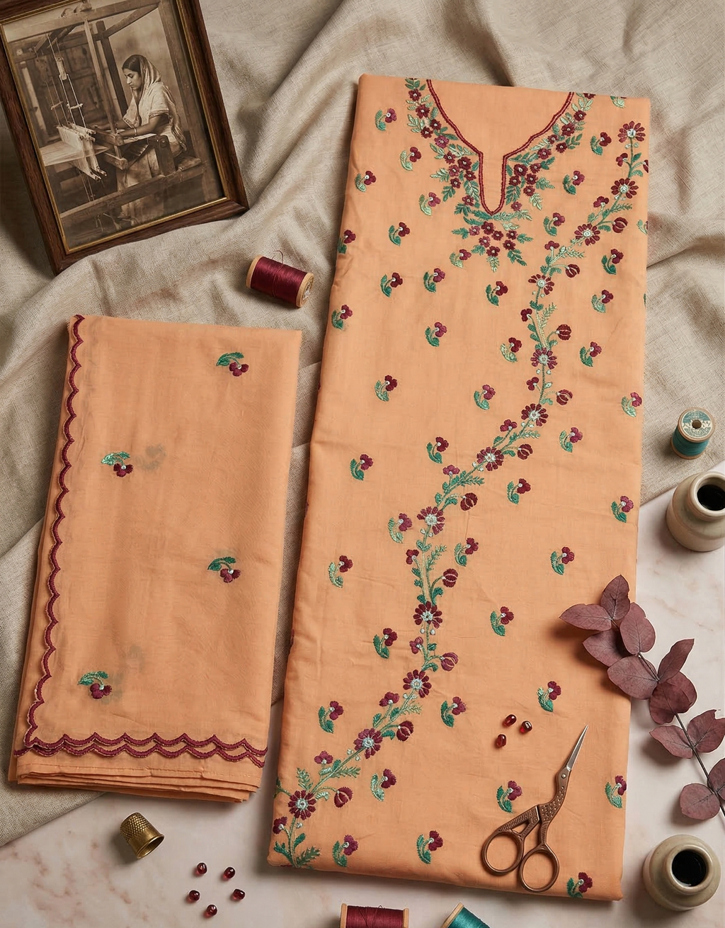 Gul-E-Khizān Pure Phulkari Hand Embroided Couture Suit