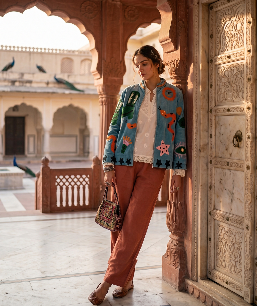 Nilli Oceano Suzani Hand-Embroidered Jacket