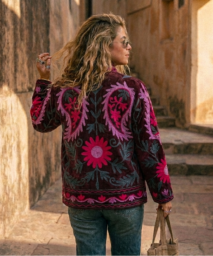 Amarante Suzani Hand-Embroidered Jacket