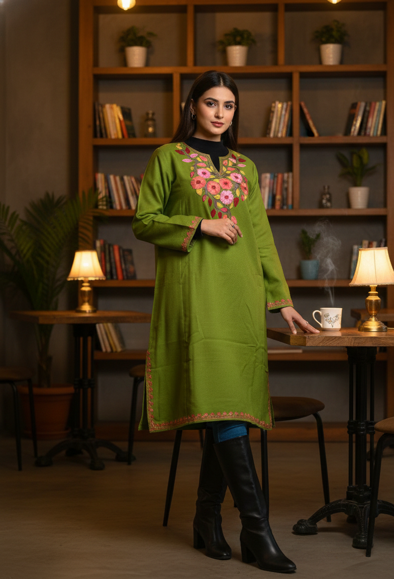 Gulmeen Floral Embroidery Pheran