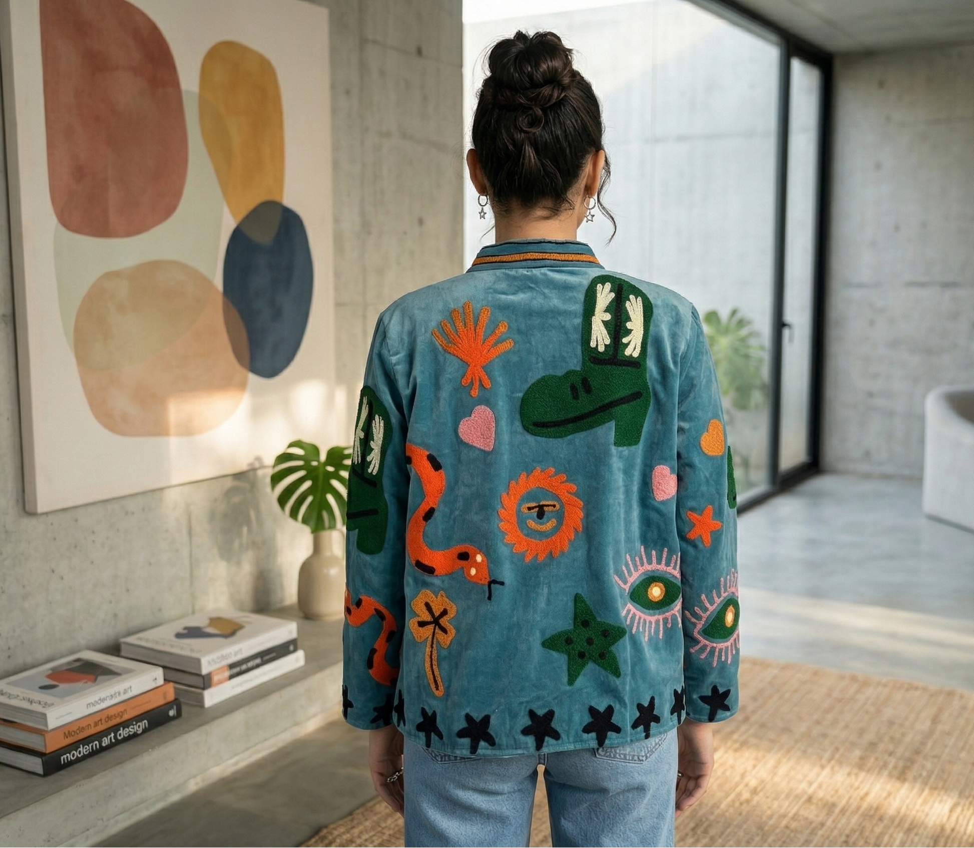 Nilli Oceano Suzani Hand-Embroidered Jacket
