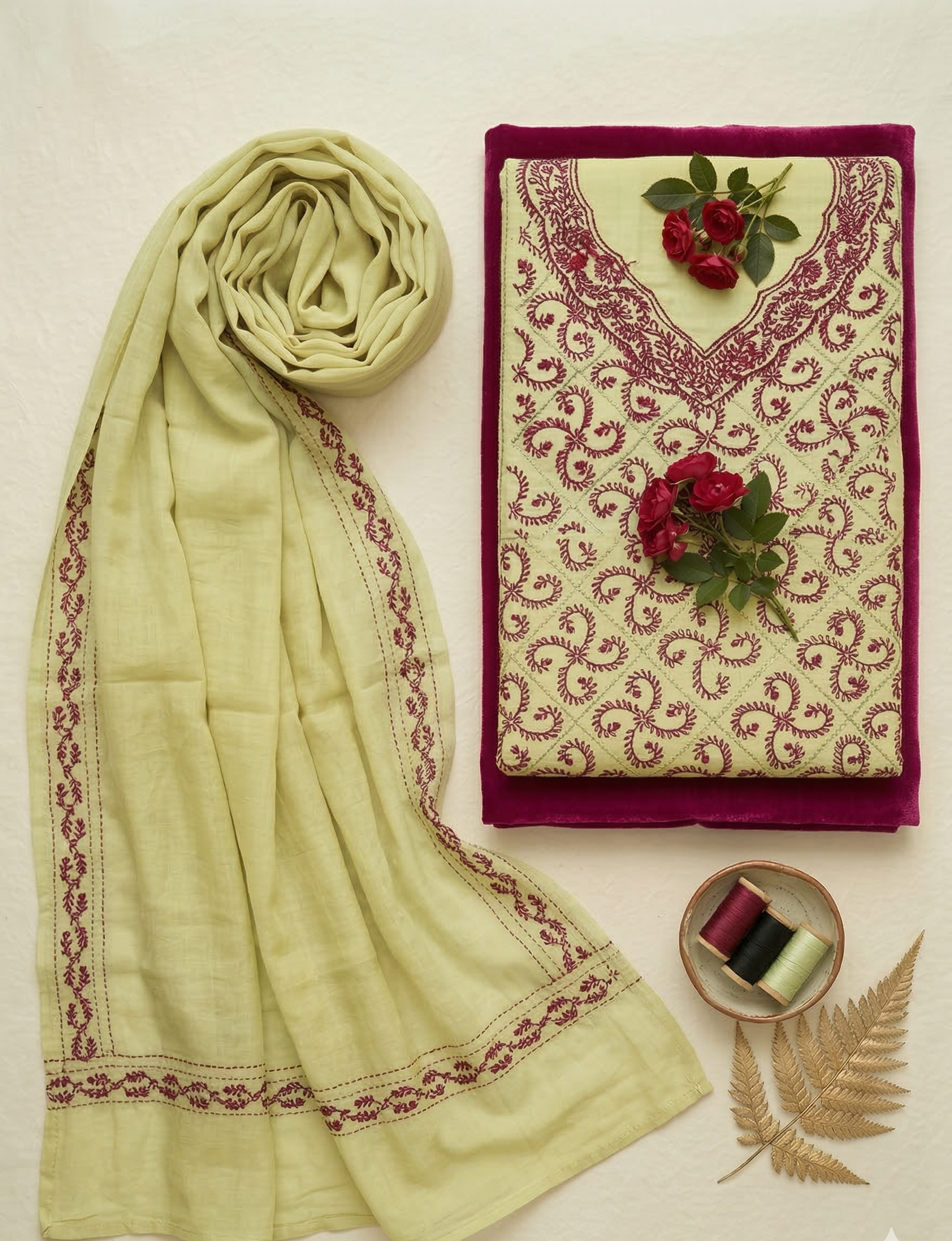Gul-E-Pista Pure Phulkari Hand Embroided Couture Suit