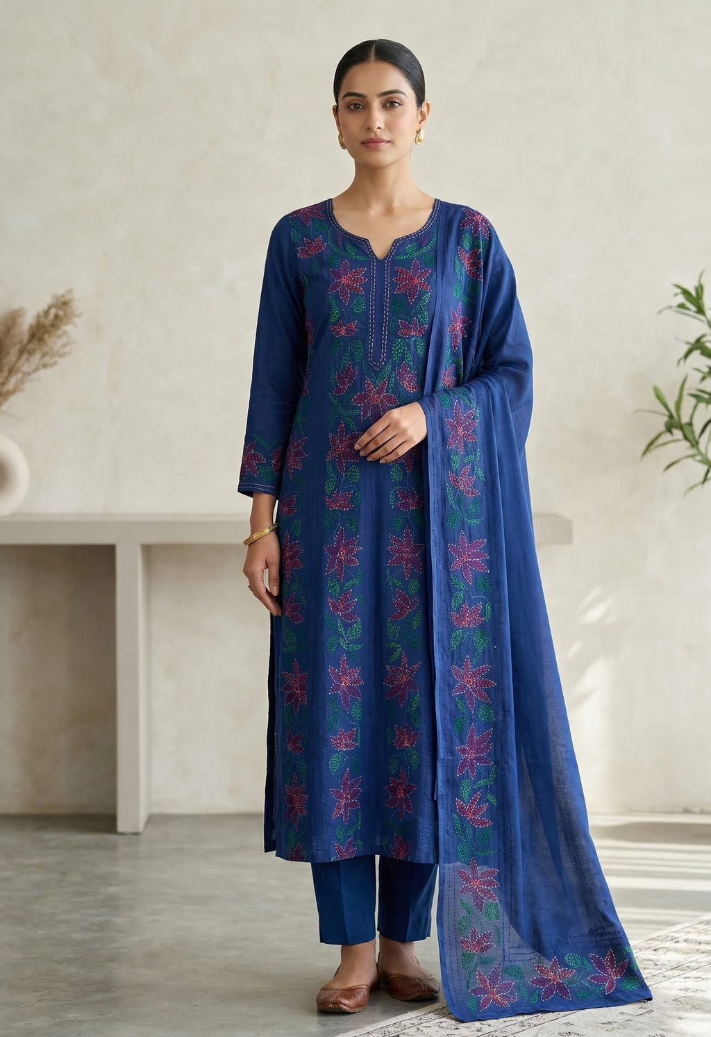 Noor-e-Neel Pure Phulkari Hand Embroided Couture Suit