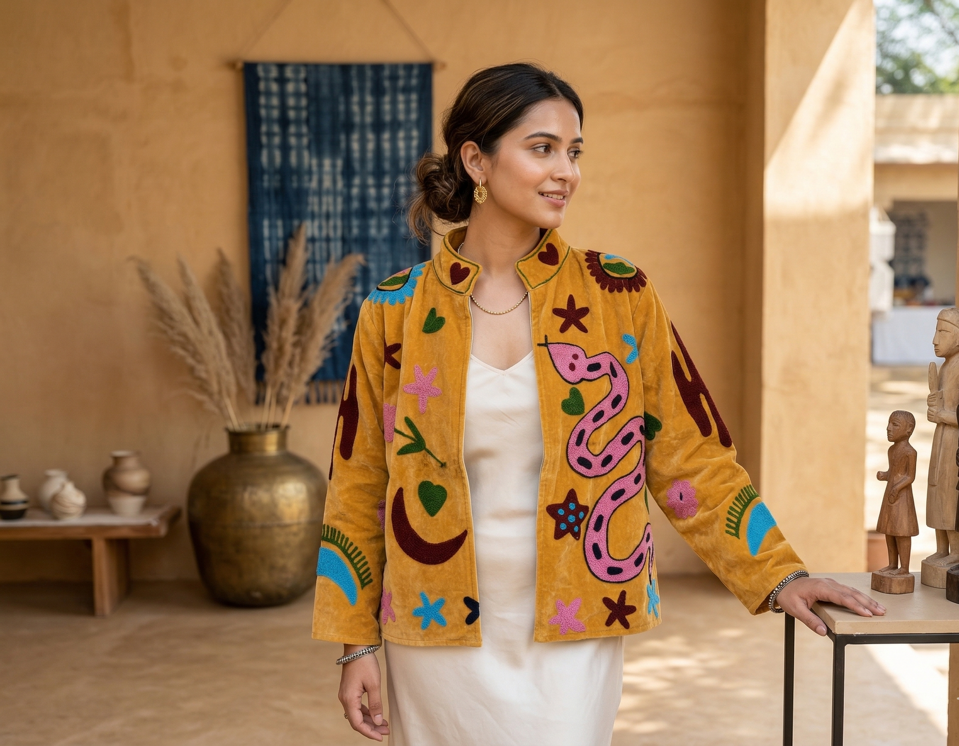 Serpente Giocoso Suzani Hand-Embroidered Jacket
