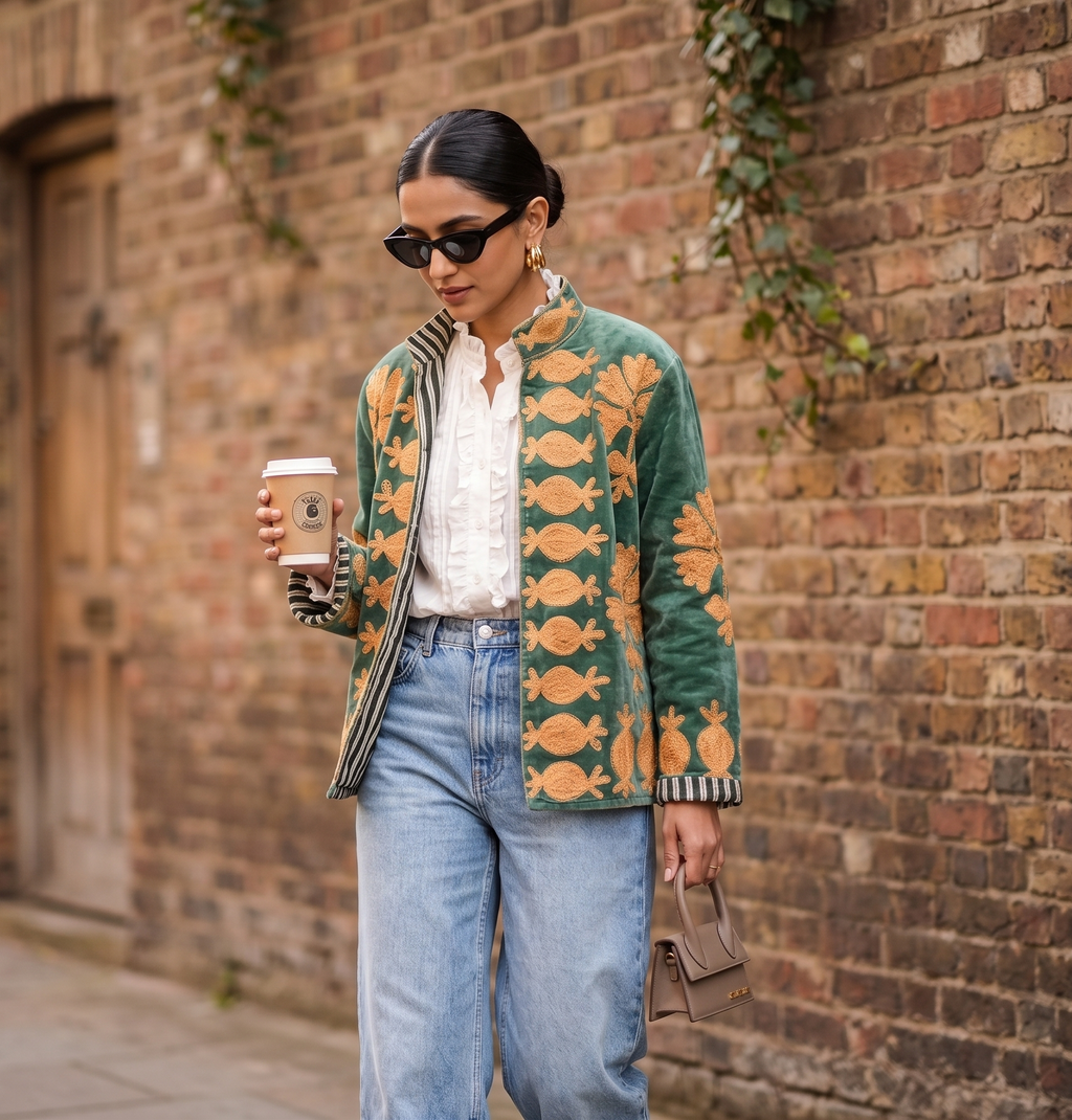 Émeraude Buta Suzani Hand-Embroidered Jacket